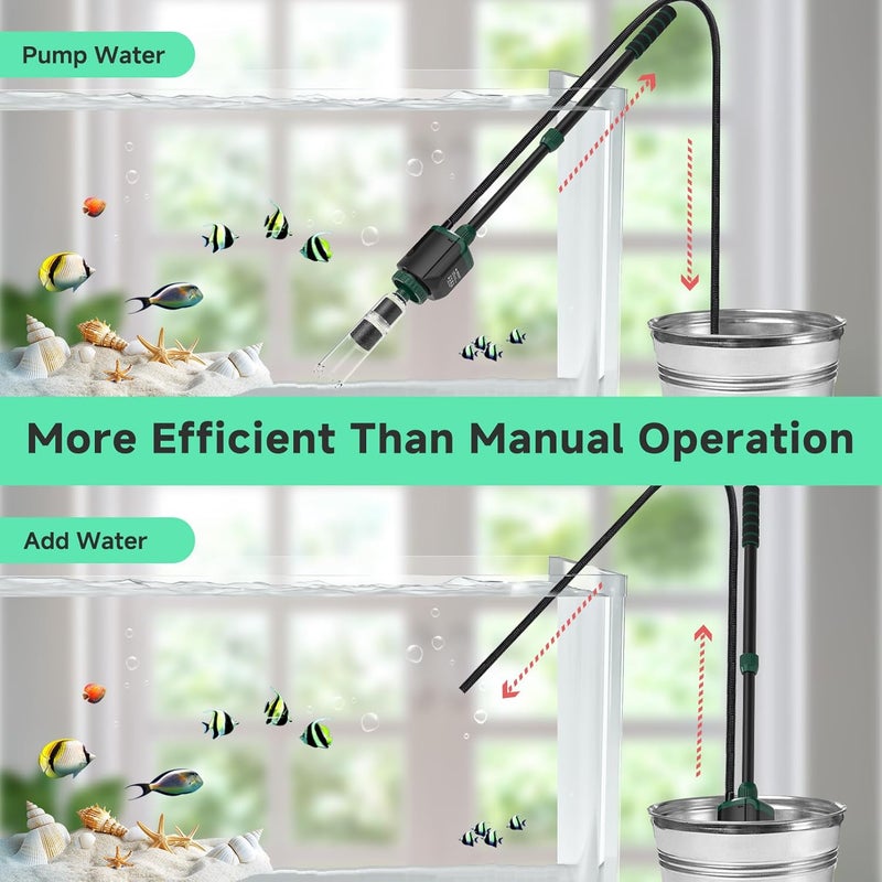 AQQA Fish Tank Cleaner, 34W 600GPH DC Gravel Vacuum for Aquarium, 6 in 1 Aquarium Vacuum Gravel Cleaner Adjustable Water Flow Cleaning Tools for Change Water Wash Sand Water Filter Water Circulation - Image 5